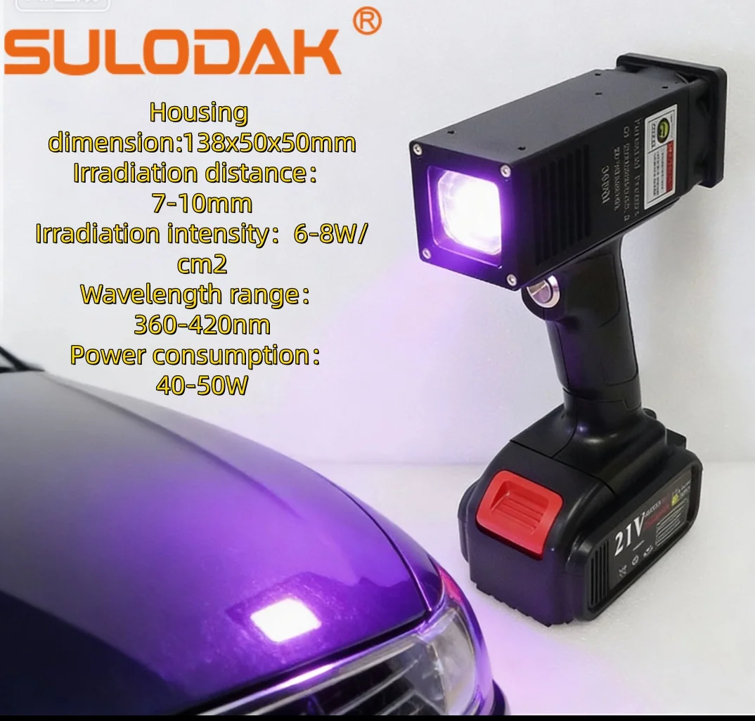 Handheld Car Paint Detection Second Curing High-power 50W 3535 Model  Curing Lamp Remote Control For Testing 365mm