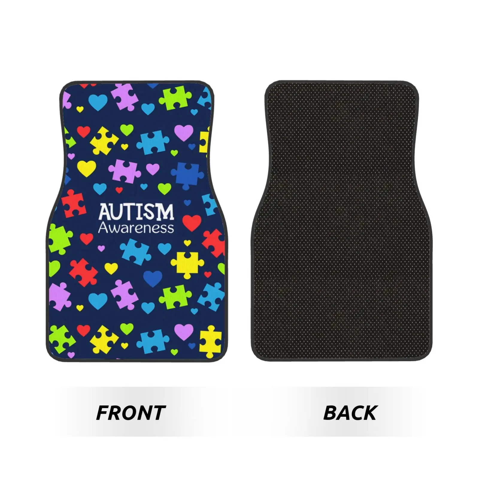 World Autism Awareness Day Logo Printed Car Floor Mat Four Piece Set Suitable for All Car Floor Mats and Car Accessories