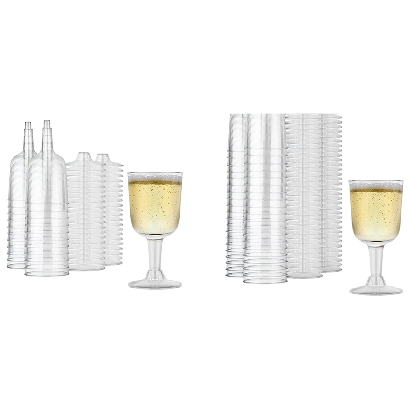 Promotion! Clear Plastic Wine Glass Recyclable - Shatterproof Wine Goblet - Disposable & Reusable Cups For Champagne, Dessert