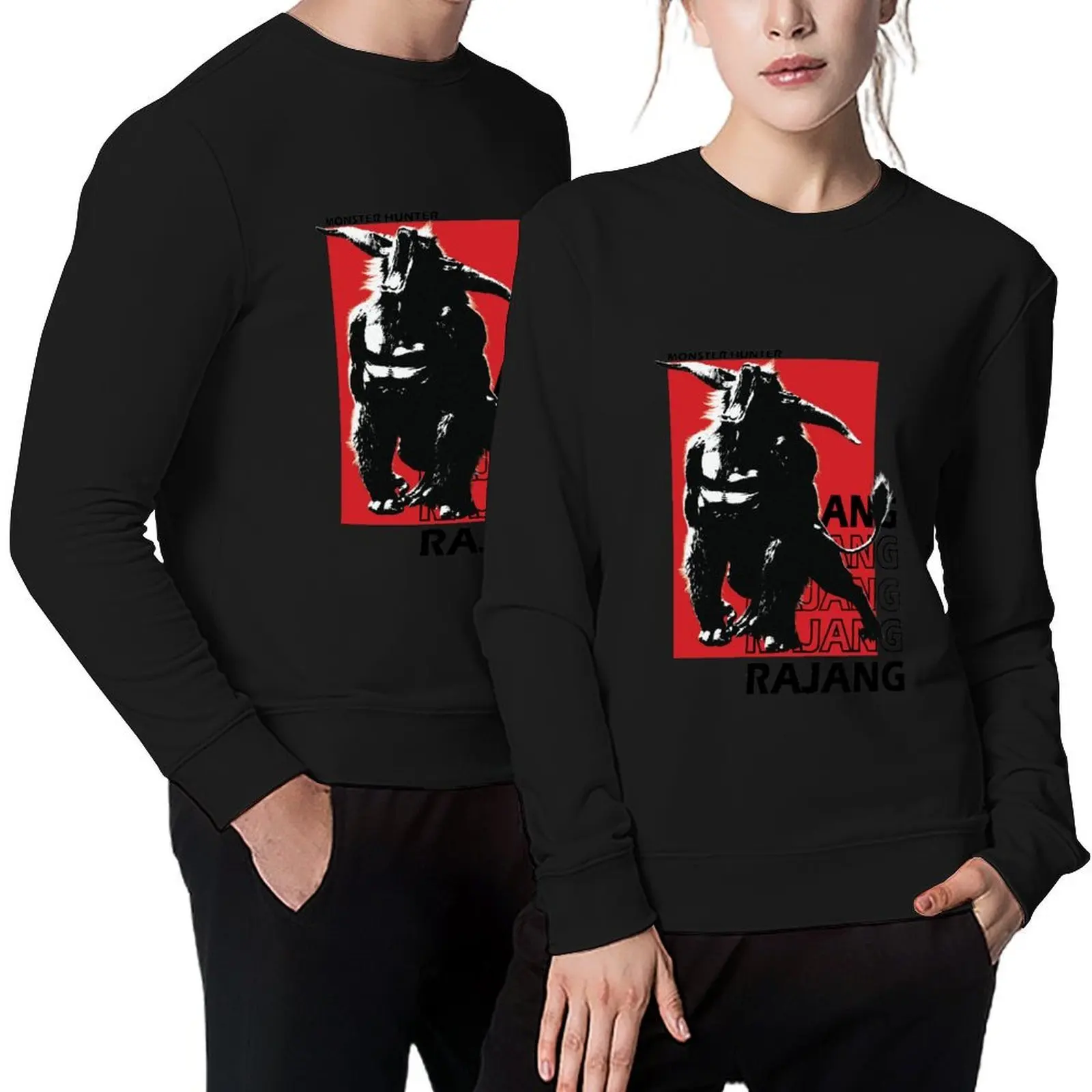 

Black And White Rajang Pullover mens clothing anime clothing clothes for men tracksuit men men's sweatshirts