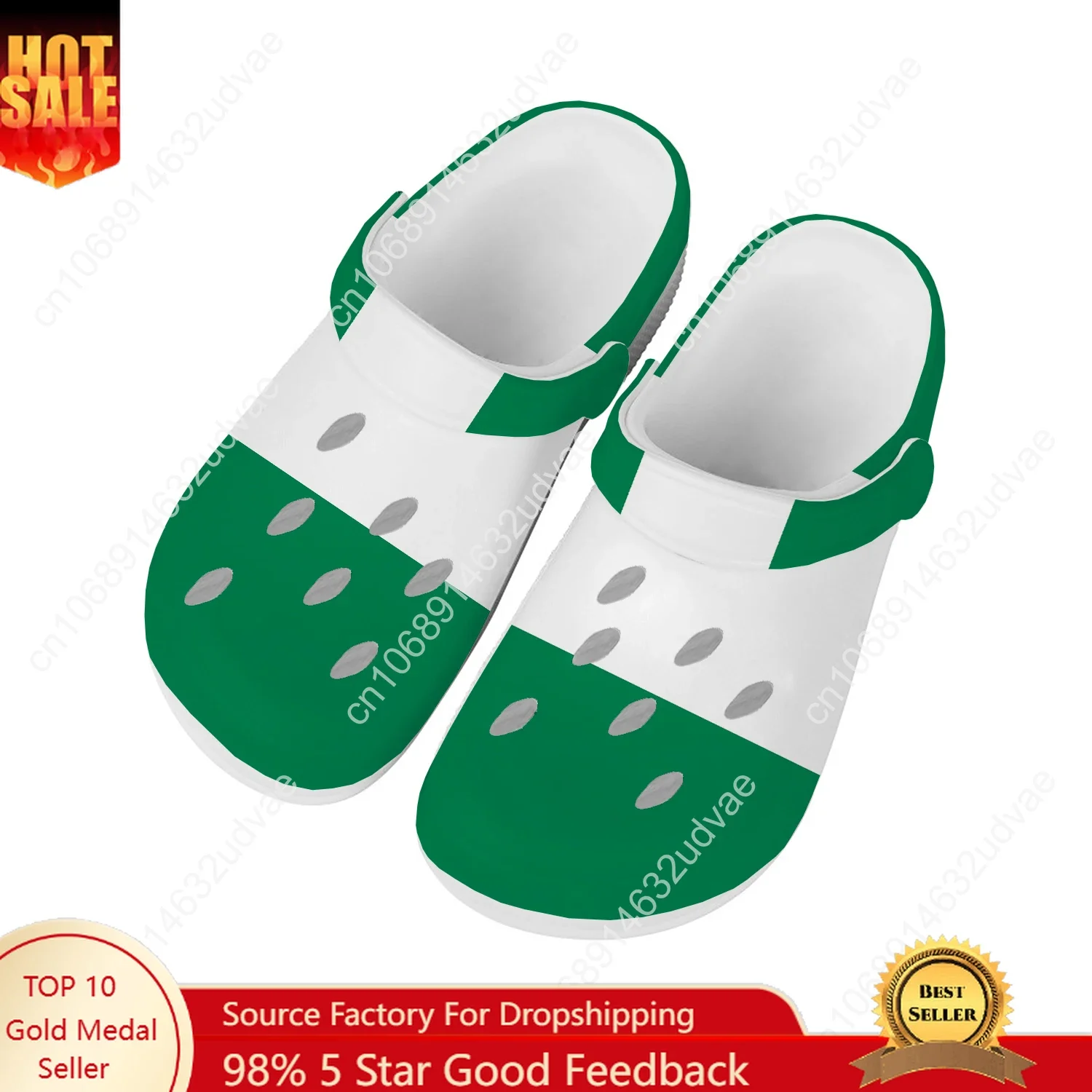 

Nigeria National Flag Water Shoes Men Women Comfortable Home Garden Clogs Customizd Sandals Beach Breathable Hole Slippers