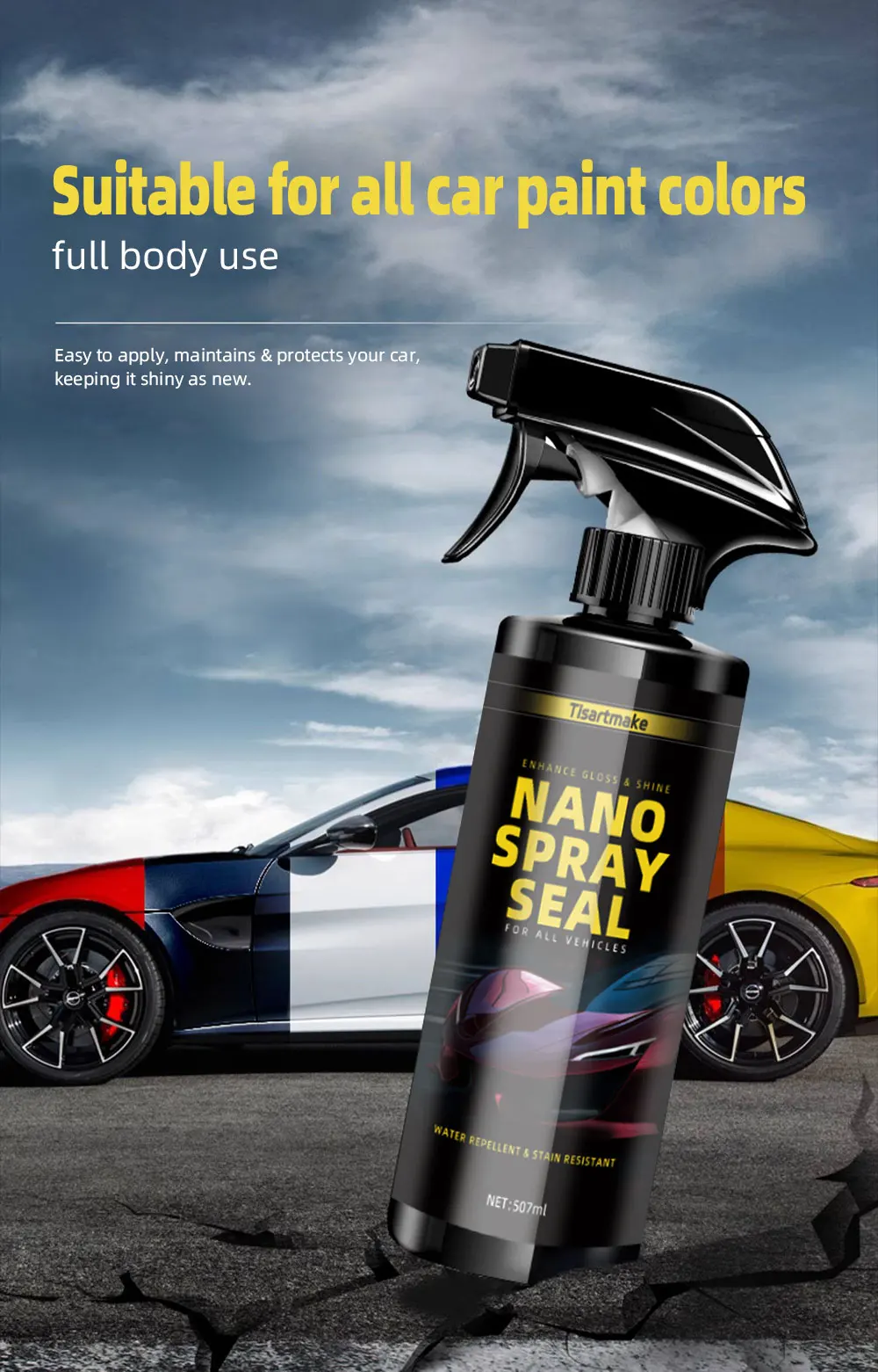Keramik-Autolackpflege für Auto-Wachs, Polymer-Hydrophobflüssigkeit, Detailing-Zubehör, Nano-Spray-Versiegelung – Detail 8