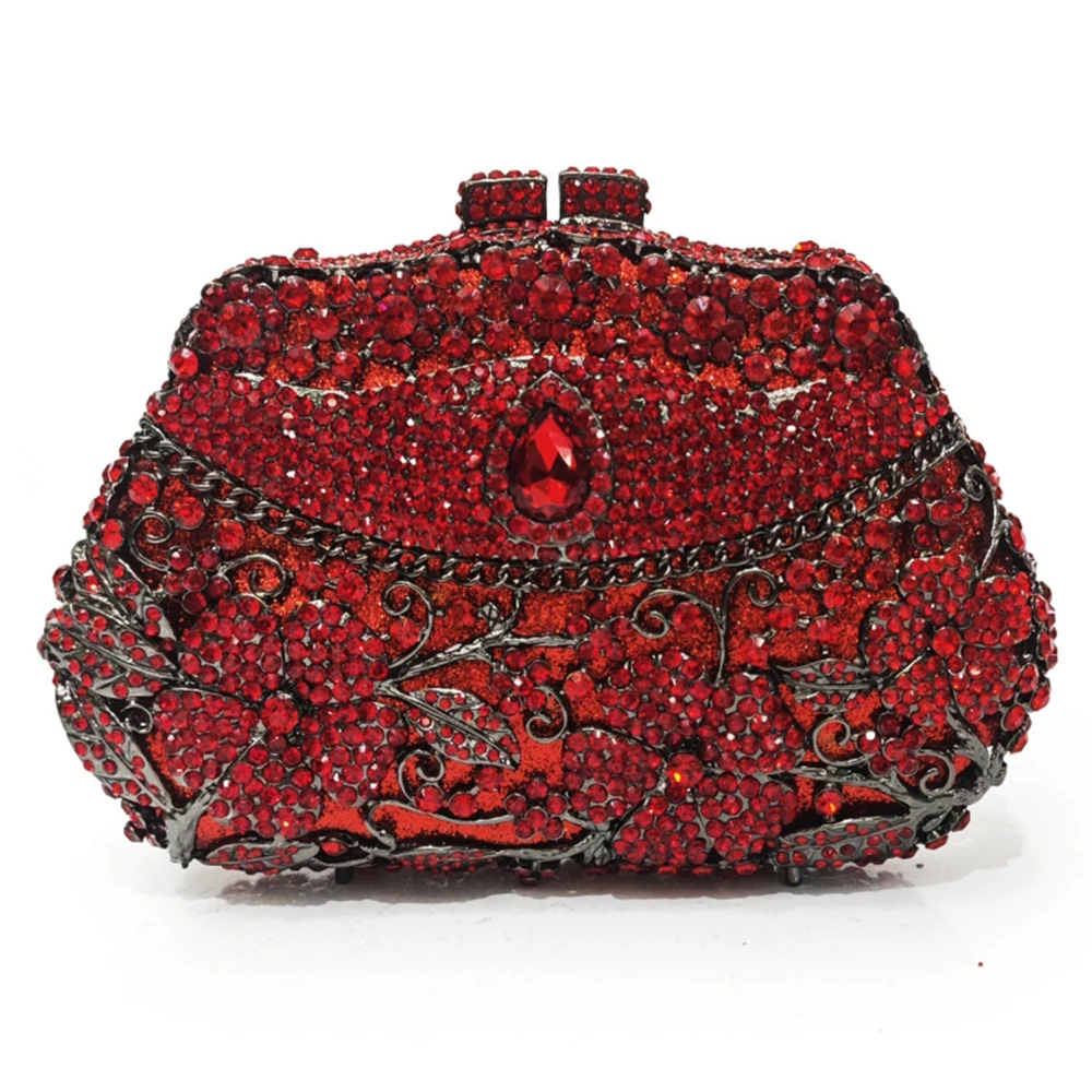 Gold Metal Flower Diamond Even - Women Bags Gold ulasan dan harga