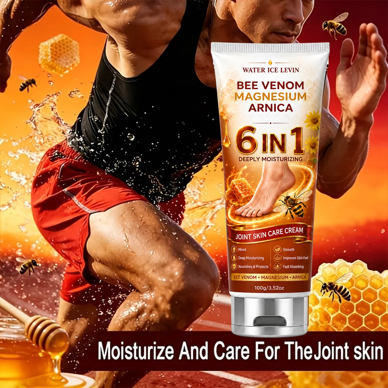 WATER ICE LEVIN Bee Venom Magnesium Arnica Cream 100g Deep Moisturizing Nourish Protect Fast Absorb Smooth Joint Skin Care