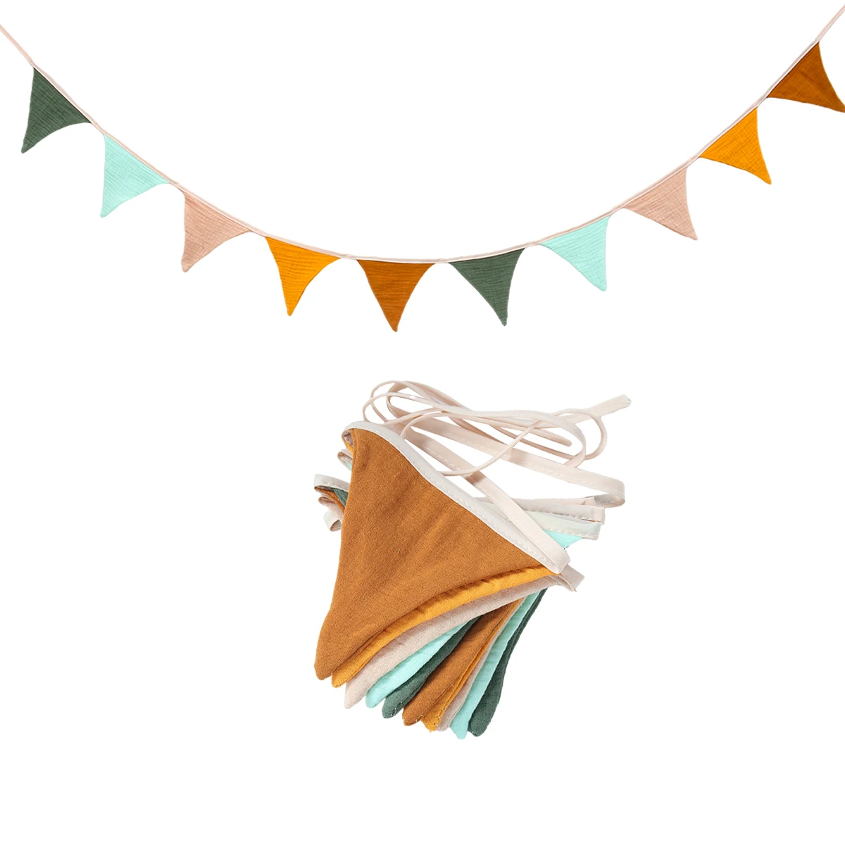 Cotton Bunting Banner Triangle Flags Newborn Photography Props Hanging Banner Baby Room Garland Flags Shower Party Pendant Flag