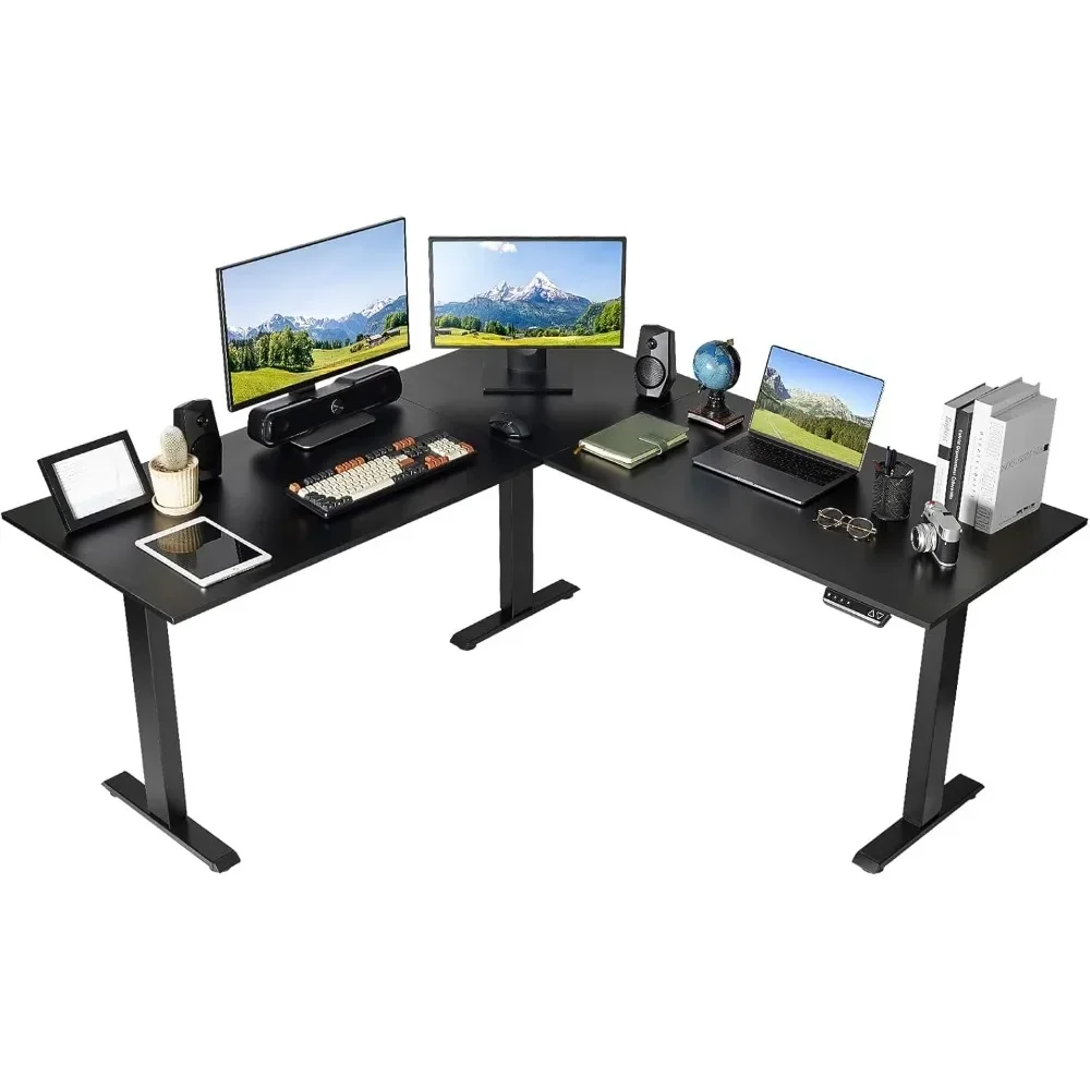 

L Shaped Triple Motor Height Adjustable Standing Desk Electric Triple Motor Home Office Stand Up Computer Workstation