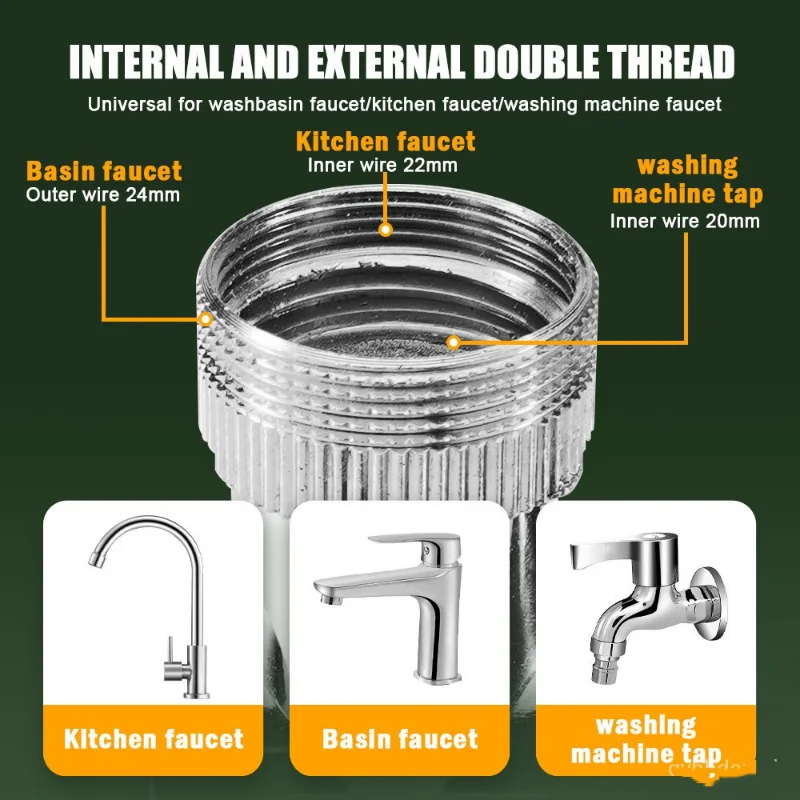 Stainless Steel Universal 1440 °Swivel Robotic Arm Swivel Extension Faucet Aerator Kitchen Sink Faucet Extender 2Water Flow Mode