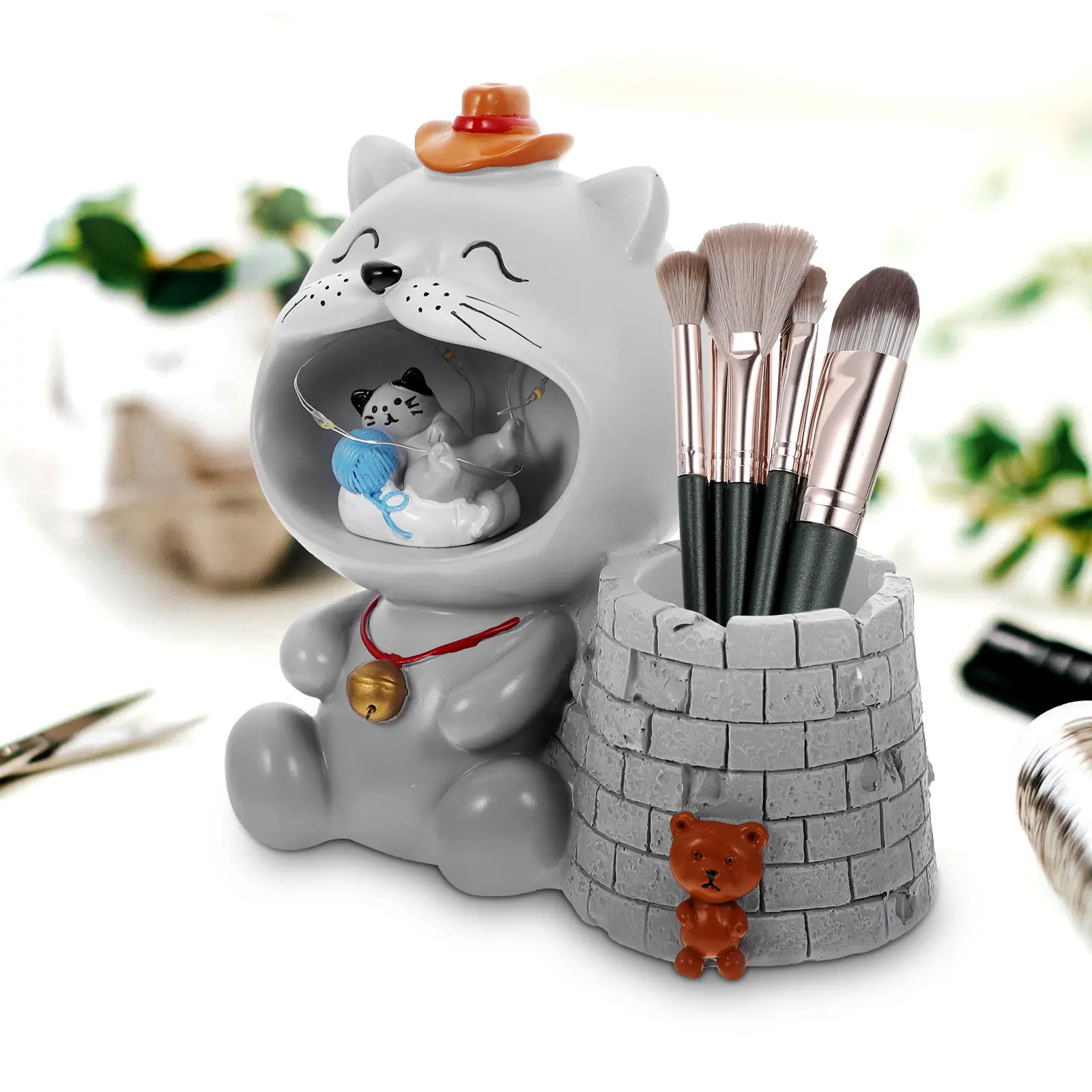 Cartoon Animal Pen Holder Desktop Organizer for Pens Pencils Makeup Brushes Remote Controls Sturdy Lightweight Multi-Function