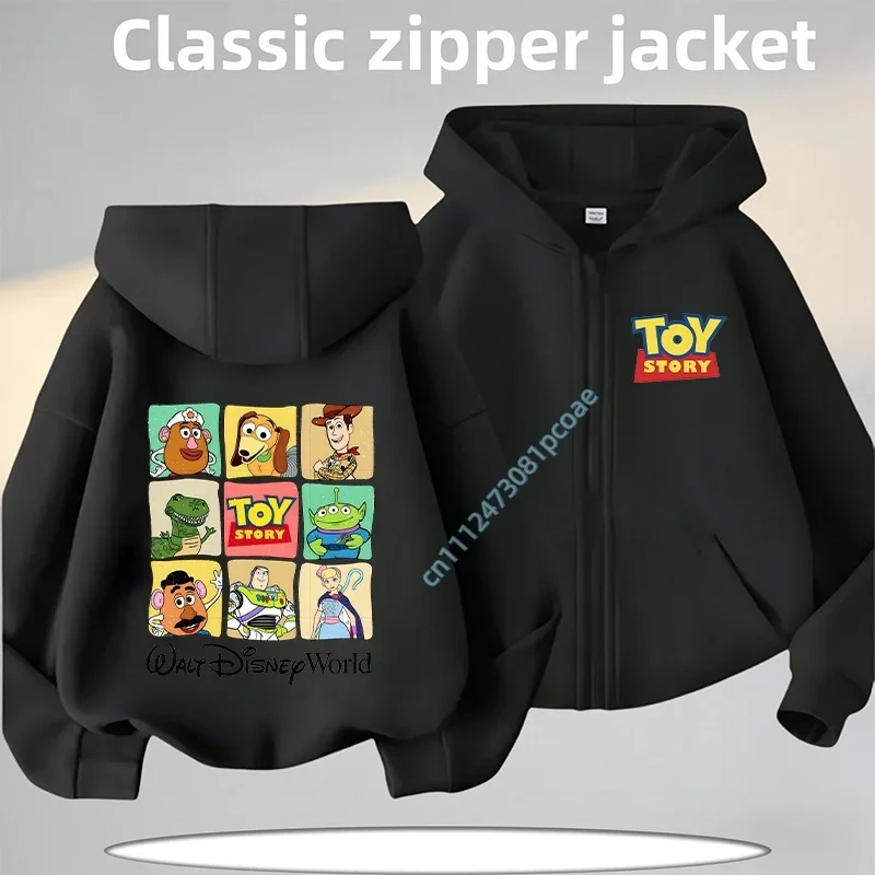 Nouveau sweat à capuche zippé pour enfants Toy Story 2026 - Manteau décontracté automne/hiver pour garçons et filles avec imprimé dessin animé