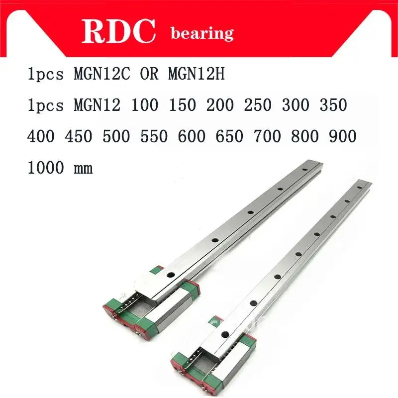 12mm Linear Guide MGN12 L=100 200 300 350 400 450 500 550 600 700 800 mm linear rail way + MGN12C or MGN12H Long linear carriage