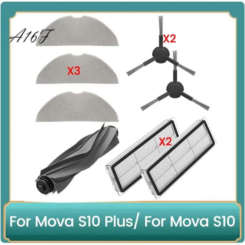 

A16F-8PCS Replacement Parts For Mova S10 Plus/ Mova S10 Vacuum Cleaner Parts Main Brush Roller Side Brush Filters Mop Cloths