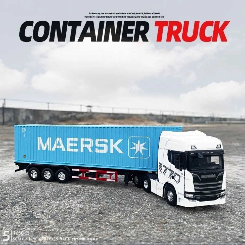 

1:50 Container Truck Alloy Model Lights & Sound | Large Scale Engineering Vehicle for Kids Perfect Christmas or Birthday Gift