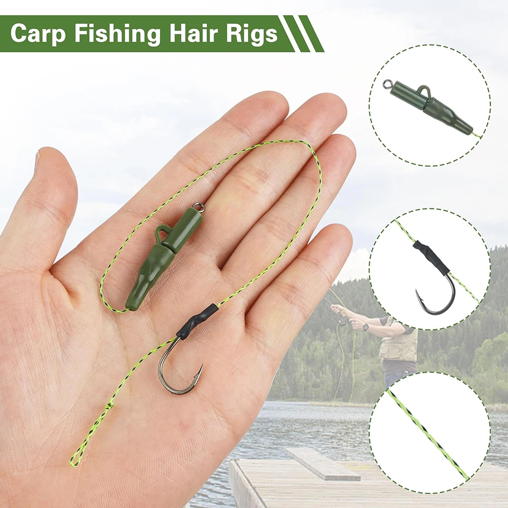 6Pcs Carp Fishing Hair Rigs Pre tied carp hook Leader Line Carp Boilie Bait rigs Carp Fishing Rig Terminal Tackle 2# 4# 6#