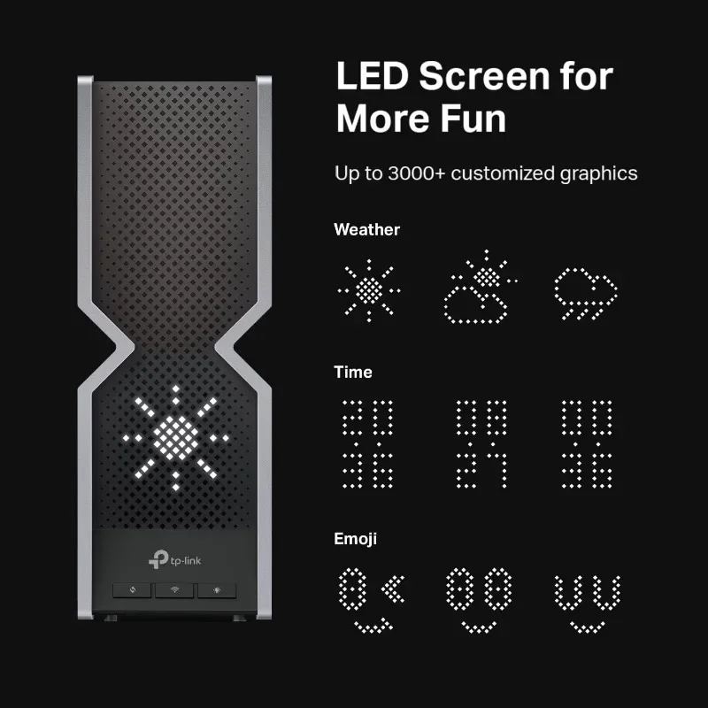 Tri-Band WiFi 7 Router BE19000(Archer BE800) 12-Stream 19 Gbps 2×10G + 4×2.5G Ports LED Screen, 8 High-Peormance Antennas