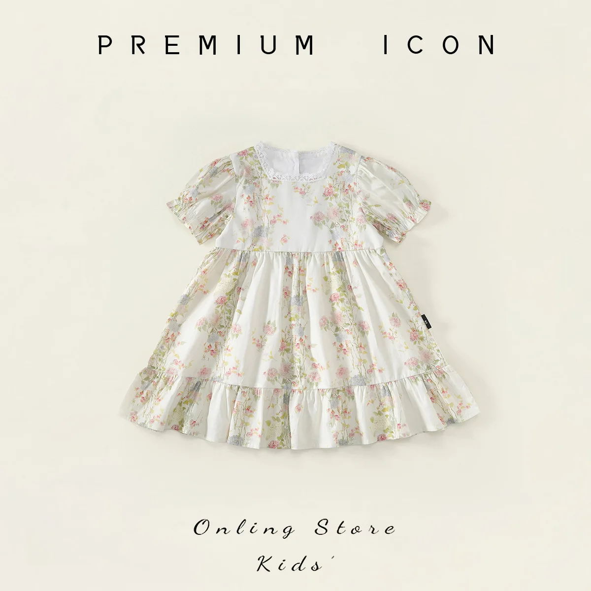 New Summer Kids Girl Princess Dress Muslin Thin Floral Print Baby Girl Dress Bubble Short Sleeve Children Girl Dress Belle Dress