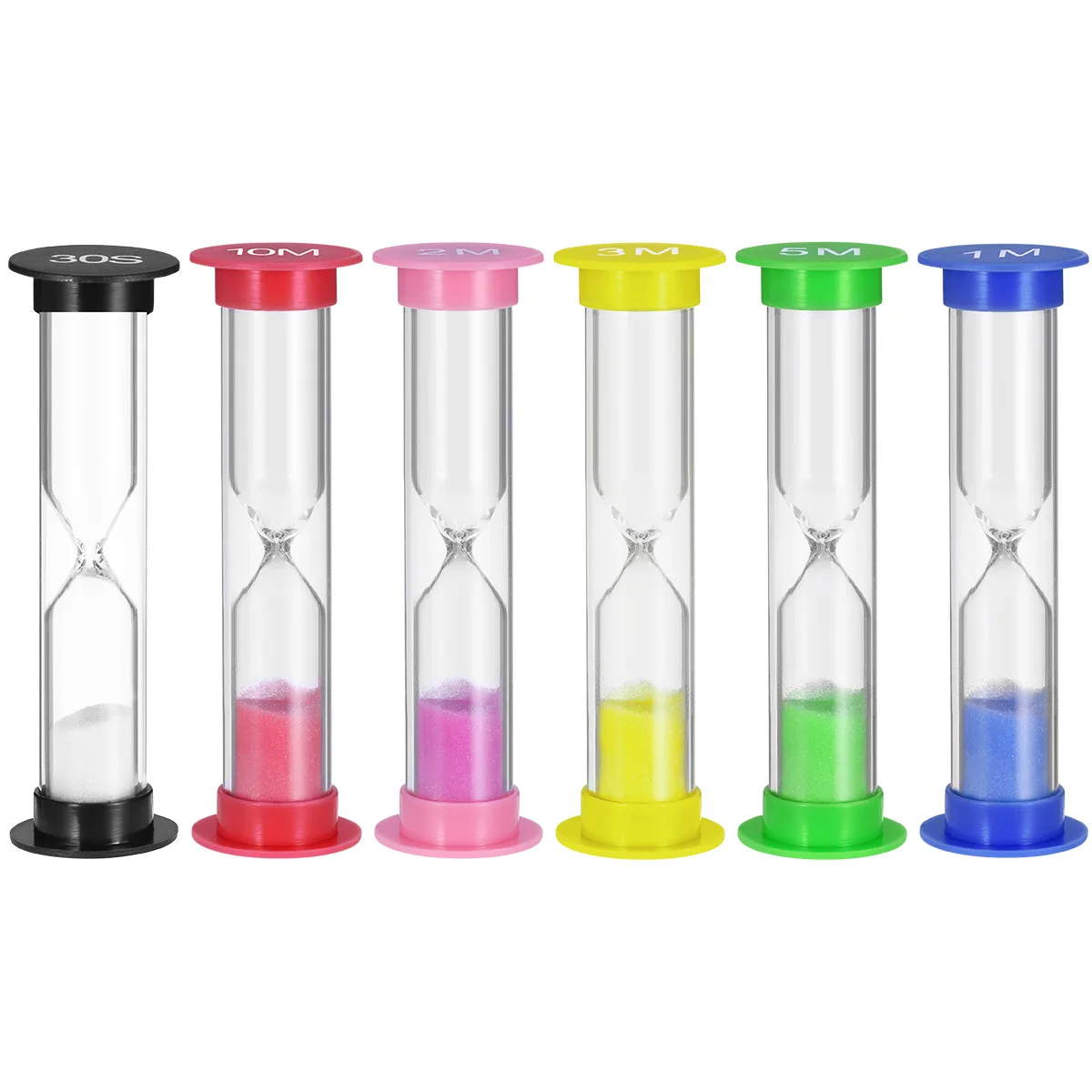 

6pcs 6 Colors 1 2 3 5 10 Minute Sand Timer Hourglass For Cooking Games Exercise Classroom Use Pvc Sandglass Clock