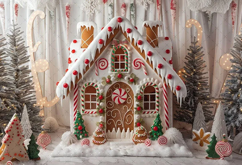 Mehofond-خلفية التصوير الفوتوغرافي للأطفال ، منزل خبز الزنجبيل ، قصب الحلوى ، صورة عائلية ، خلفية ، استوديو الصور ، الشتاء ، عيد الميلاد