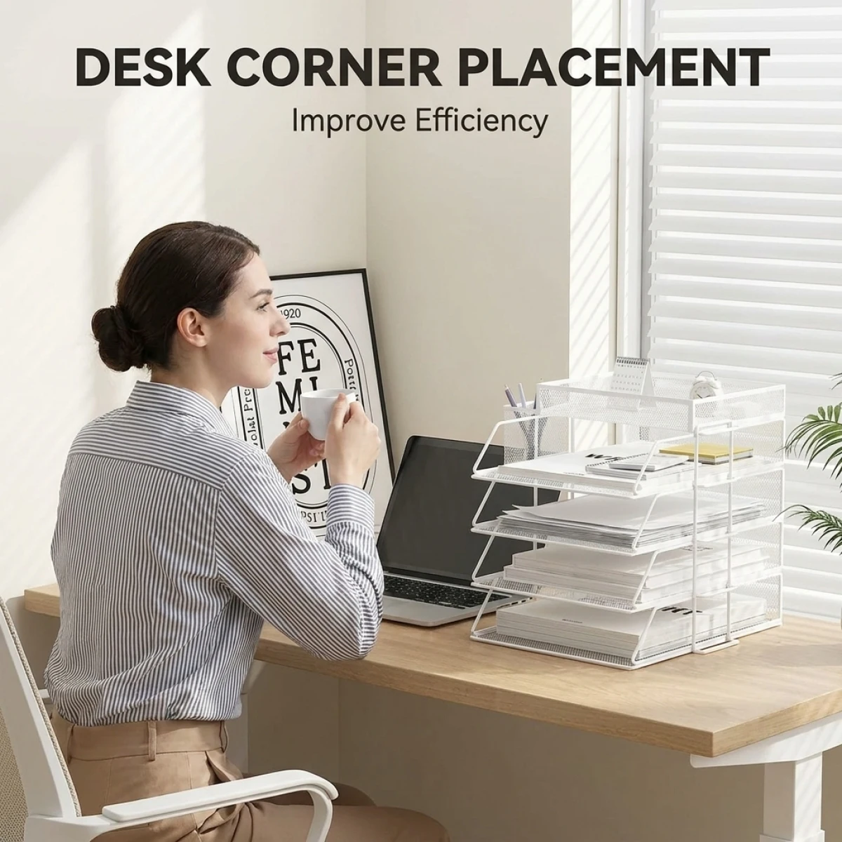 No-Installation Desk File Rack–Stackable&Spacious,Corner Placement for Easy Access, Massive Capacity,Clean Desk Solution.