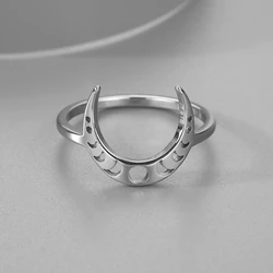 kinitial simple cute moon phase ring delicate stainless steel moon ring celestial jewelry accessories Christmas gift