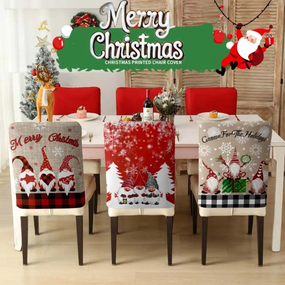 Cartoon Christmas Chair Cover Plush Ball Polyester Fiber Xmas Dinner Chair Seat Cover Soft Removable Christmas Table Decor