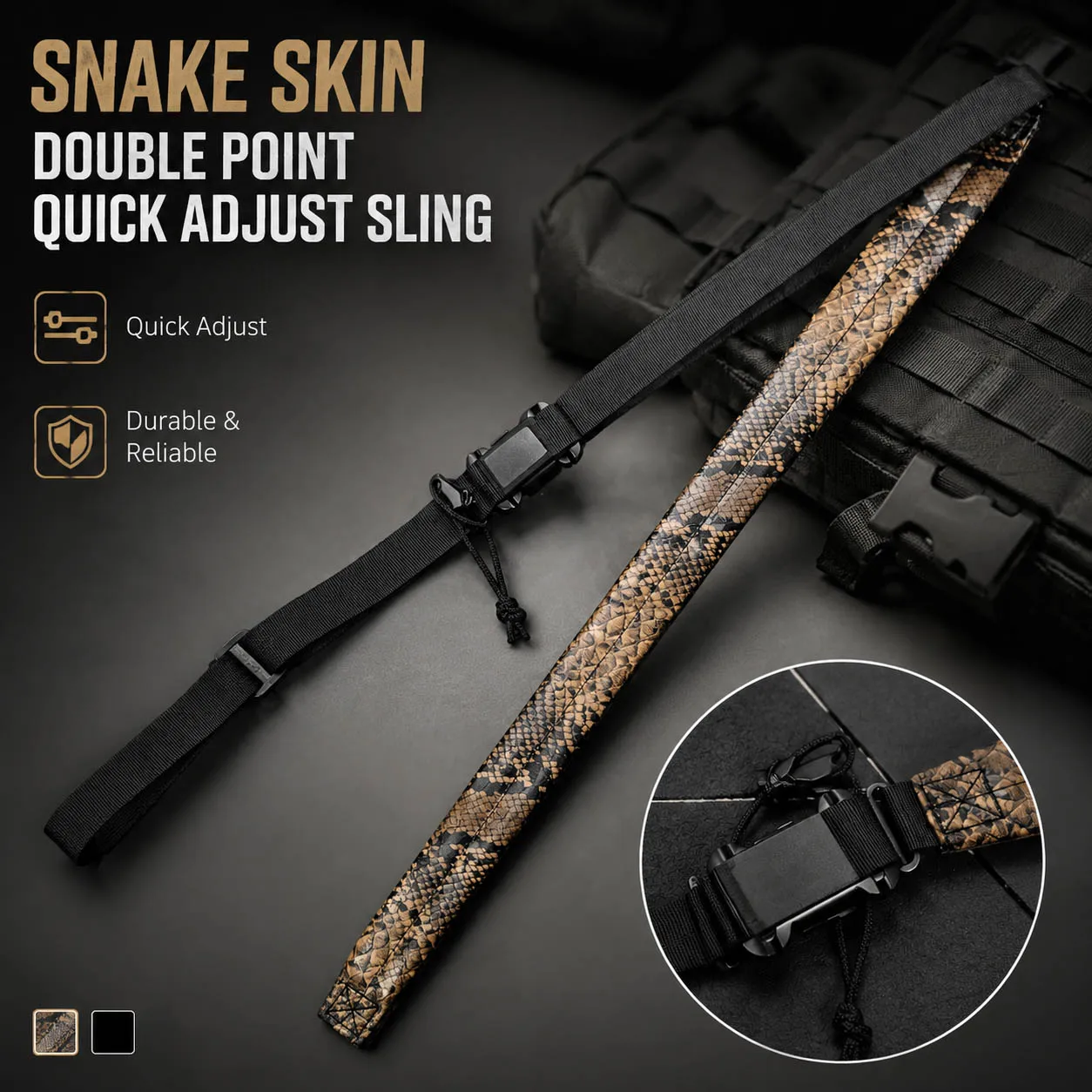 tactical-simulation-snakeskin-camo-dual-point-rifle-sling-quick-adjust-military-airsoft-paintball-gun-strap-adjustable