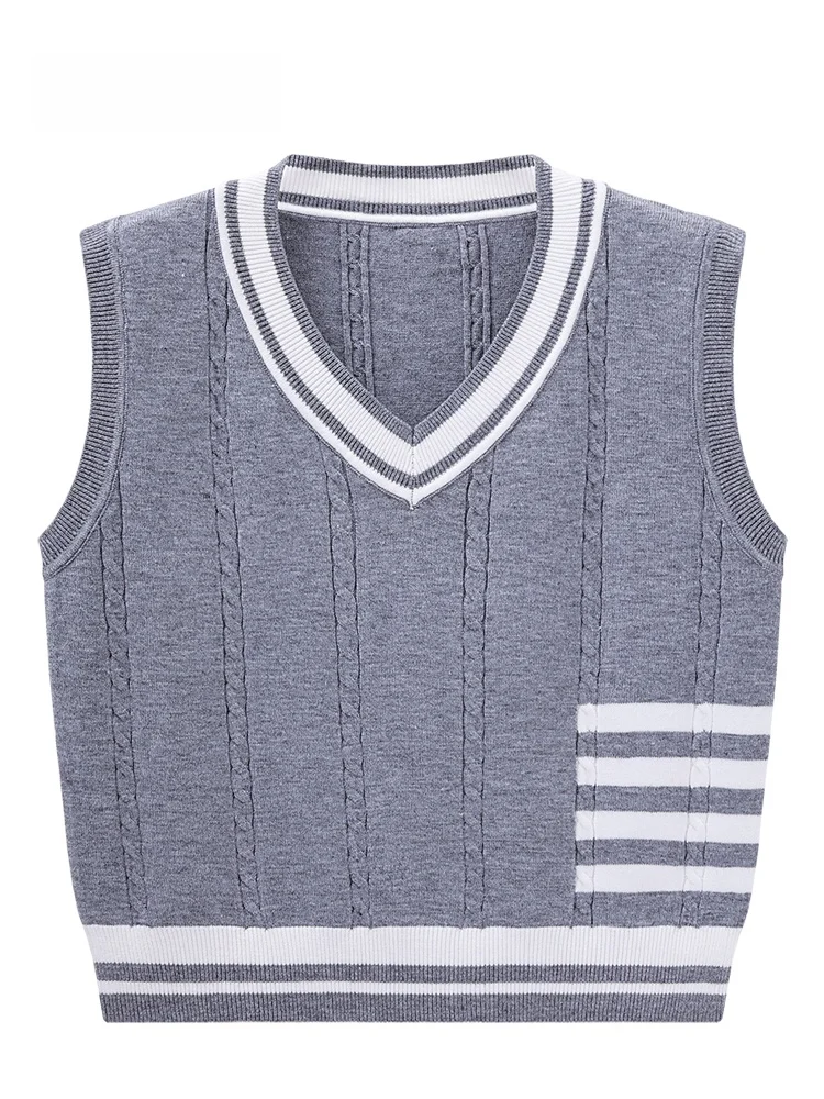 

JZZDEMM Women's Knitted Vest Top Four-Bar Knitwear Outerwear Cotton Blend V-Neck Summer Commute Style Fashionable Layering