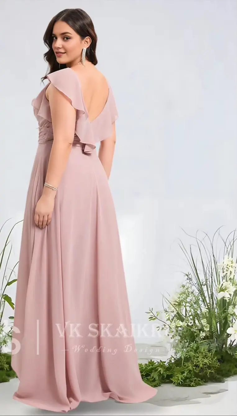VUM Elegant Jumpsuit Bridesmaid Dresses V-Neck Floor-Length Chiffon With Ruffle Luxury Wedding Party Guest Cocktail Dress 2025​