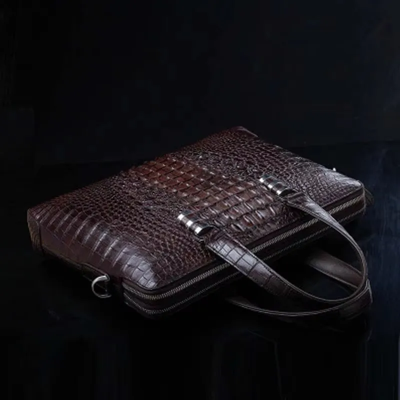 ourui  new  male men briefcase brown  male crocodile bag men handbag