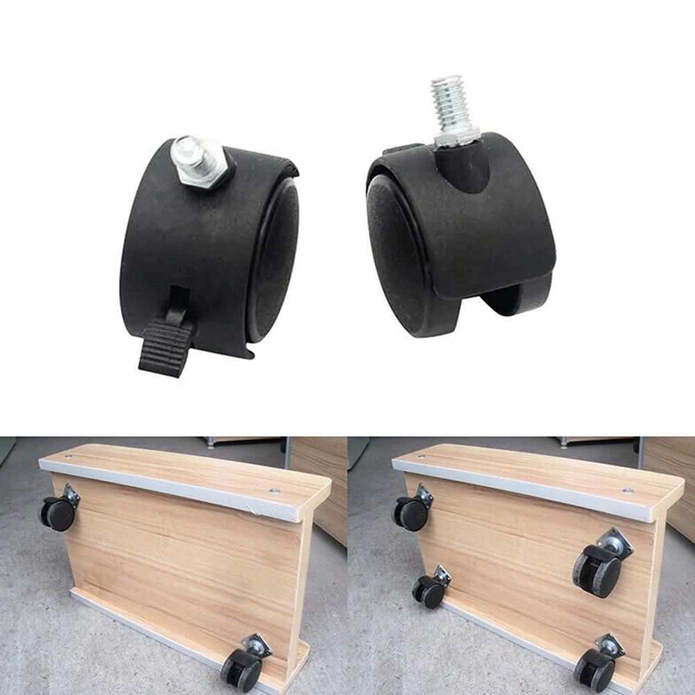 Plastic Swivel Roller With Brake 40mm Caster Wheel Replacement For Office Computer Chair Sofa Furniture Hardware Accessories