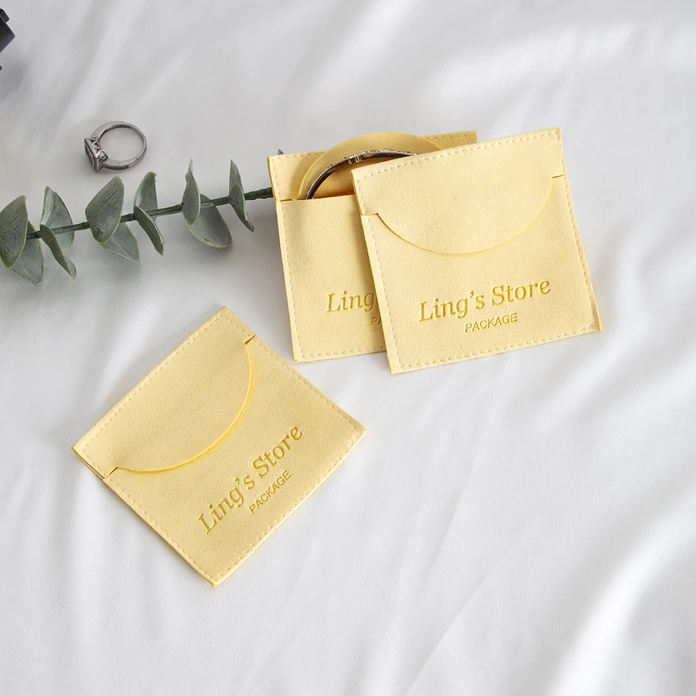 

50Pcs Custom Logo Microfiber Velvet Gift Bag Jewelry Present Pouch Earrings Rings Necklace Wedding Favors For Guest Candy Pocket