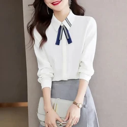 White Shirt Women's Autumn New Style Temperament Women's Professional Shirt Long Sleeved Chiffon Top