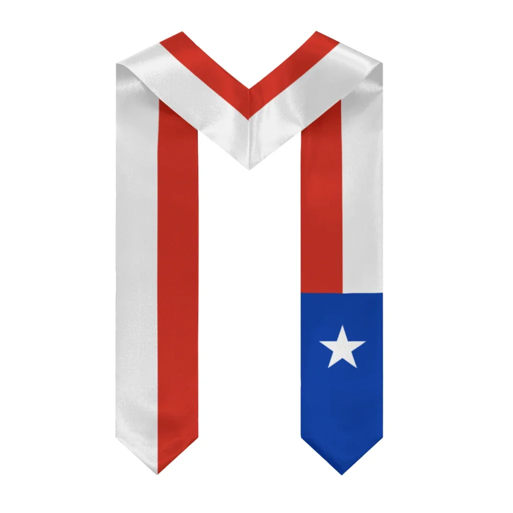 Customization More Design Graduation Shawl Chile Flag & United States Flag Stole Sash Honor Study Aboard International Students