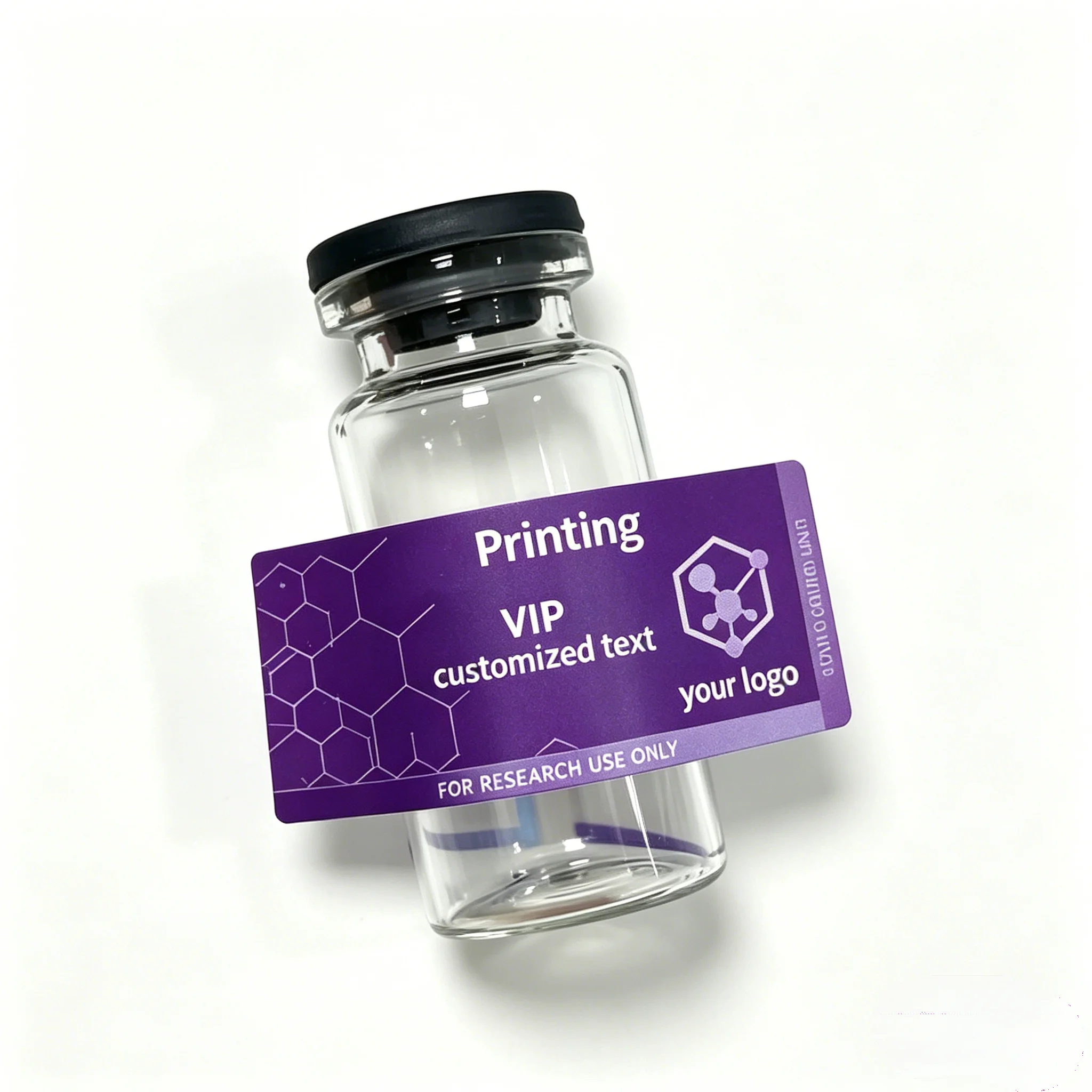 Sleek HD Waterproof Vinyl Labels Customized Stickers for 3ml 5ml 10ml Peptide Cosmetic Supplement Glass Bottles