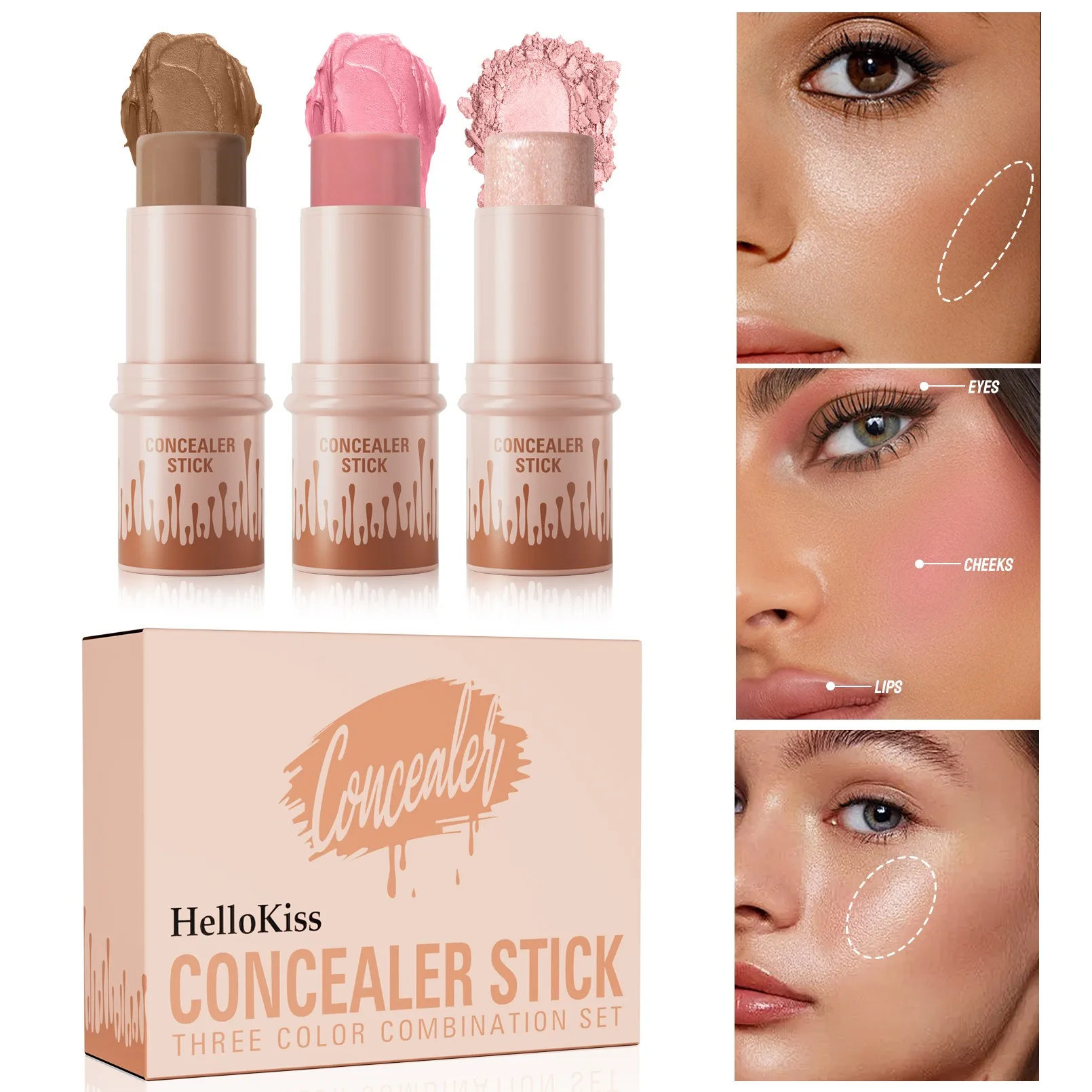 Makeup Highlighter Bronzer Blush Full Cover Face Contour Stick Bronzer Highlighting Powder Fashion Make Up Cosmetic