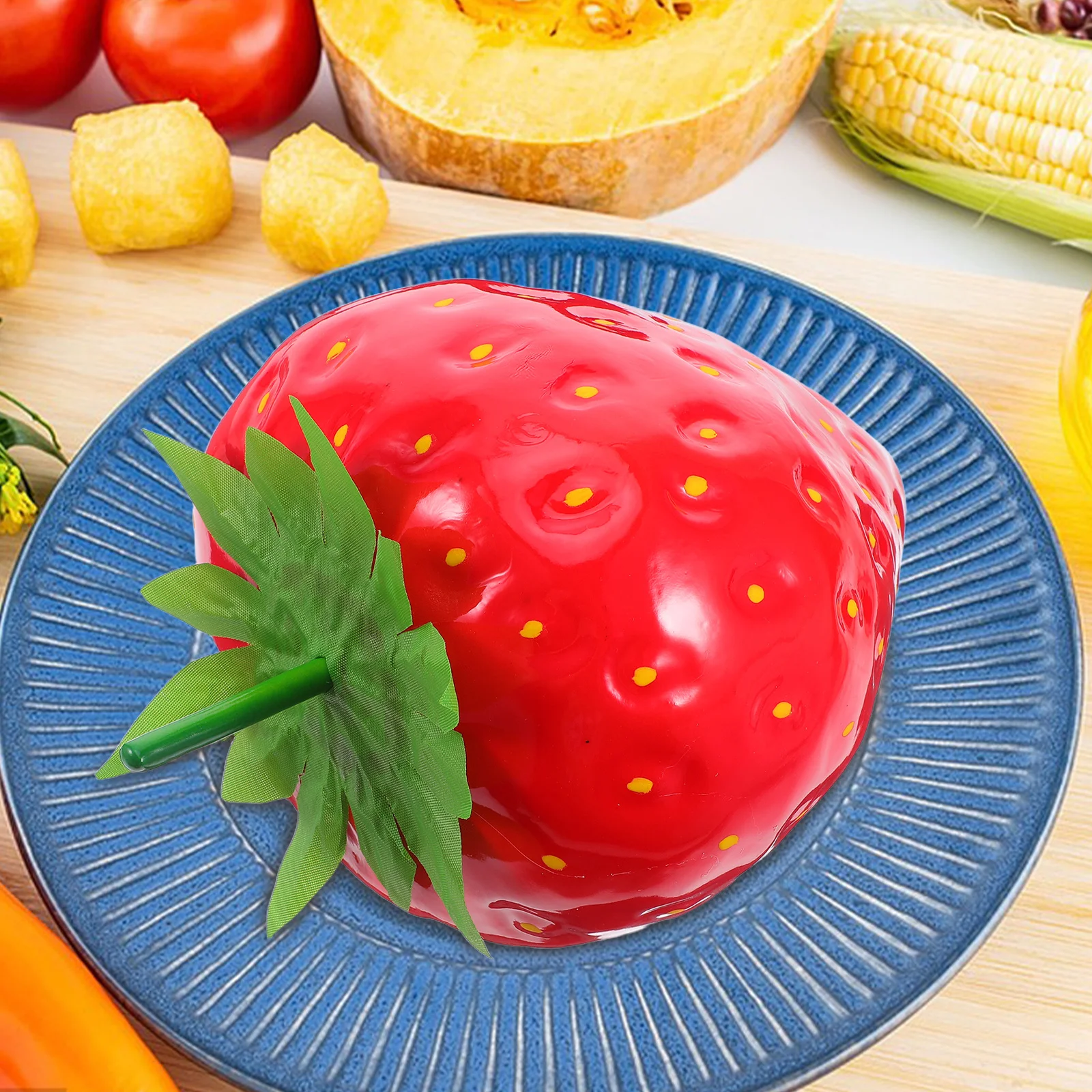 

Large Artificial Strawberry 11.7"X8.6" Realistic Faux Fruit Decor For Table Centerpiece Photo Booth Prop Party Decoration