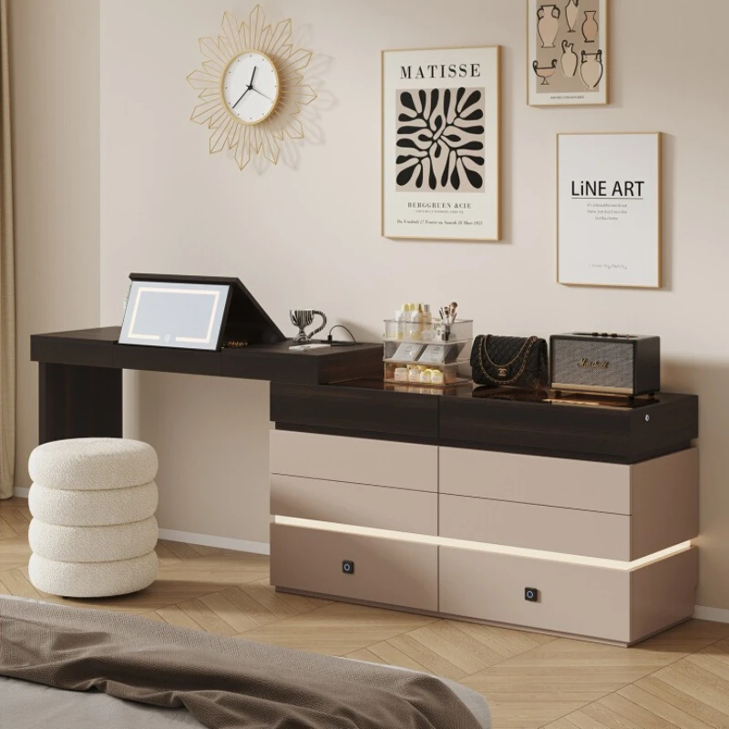 oo-Glass Top Computer Dressing Table Jewellery Gadget Fashionable Makeup Dressing Table Stool Modern Penteadeiras Rome Furniture