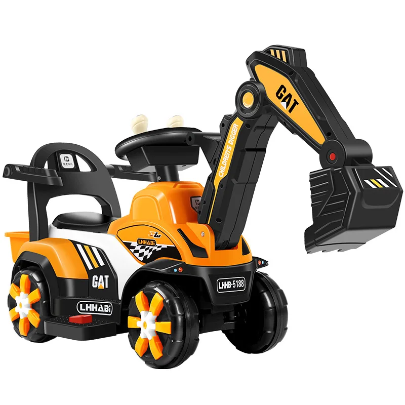 Children's Electric Excavator Toy Car Child Charging Engineering Walker Baby Walker with Wheel