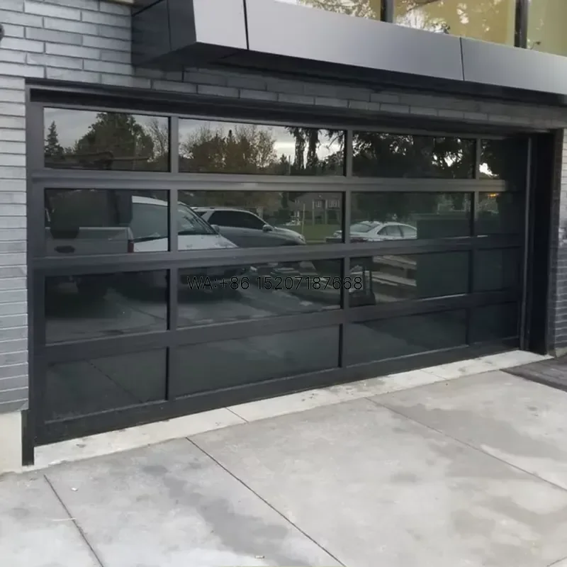 Wmwmnu for 9x8 9x7 16x7 Modern Sectional Overhead Full View Aluminum Tempered Glass Panel Garage Door Plexiglass Garage Door