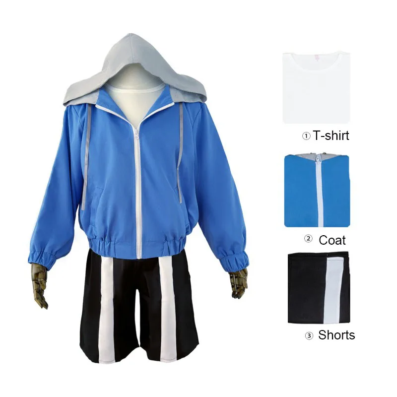 2026 new Halloween Sans Cosplay Costume Undertale Skeleton Brothers Sans's Mask Headgear Unisex Hooded Jacket And Shorts Set view 5
