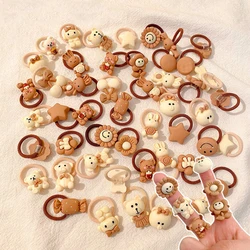 10 PCS/Set Cute Bear Rabbit Baby Hair Ties Child Elastic Mini Cartoon Animal Flower Ponytail Holder Rope No Hurt Hair Scrunchie