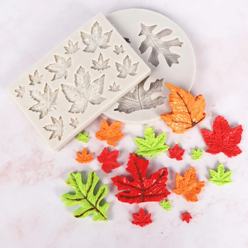 Autumn Maple Leaf Silicone Mold Farm Maple Leaf Fondant Cake Decoration Mold Chocolate Tools Cupcake Insert Mold DIY Baking Mold