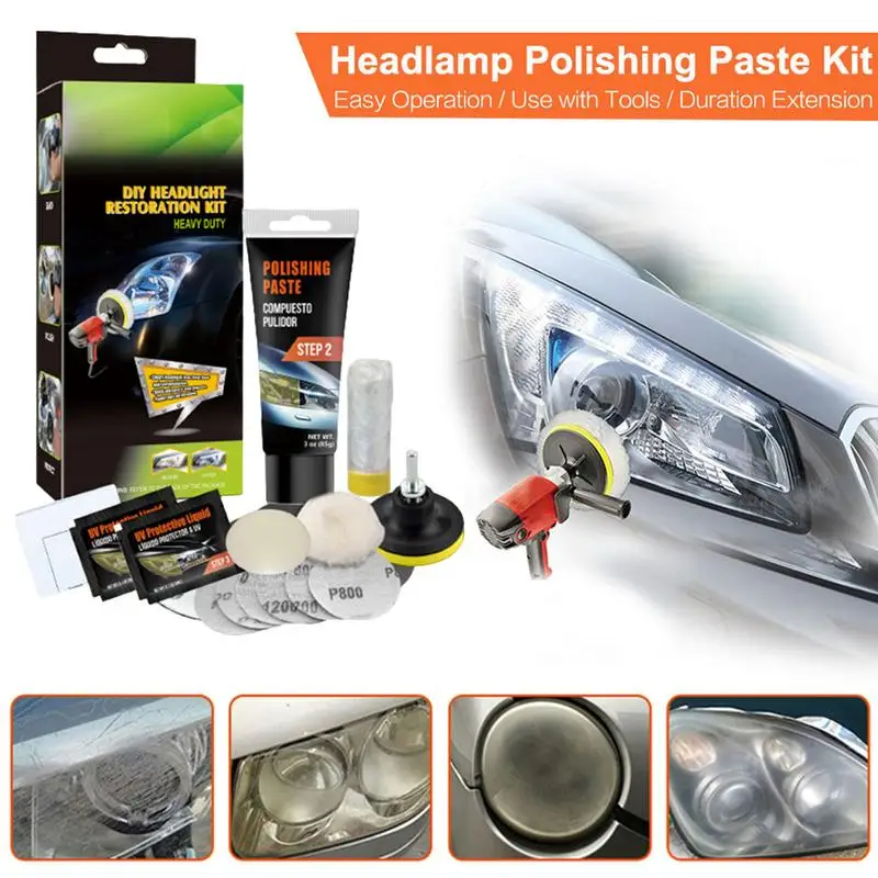 

Headlight Cleaner And Restorer Headlight Repair Polish Kit Headlight Restoration Kit Headlamp Anti-Scratch Repair Agent For Cars