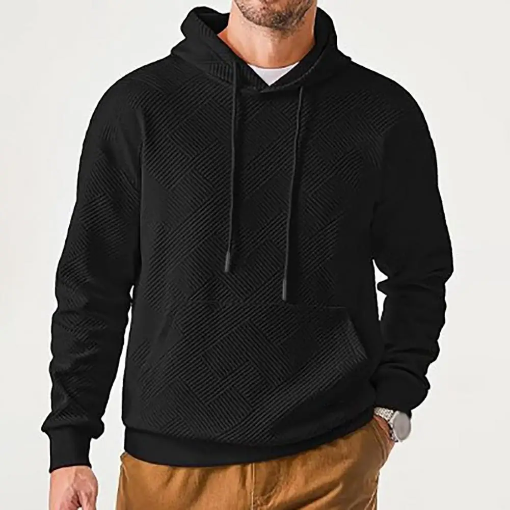 Sporty Men Hoodie Men Athletic Hoodie Men's Thick Pullover Hoodie with Big Pocket Drawstring for Fall Spring Long for Muscle