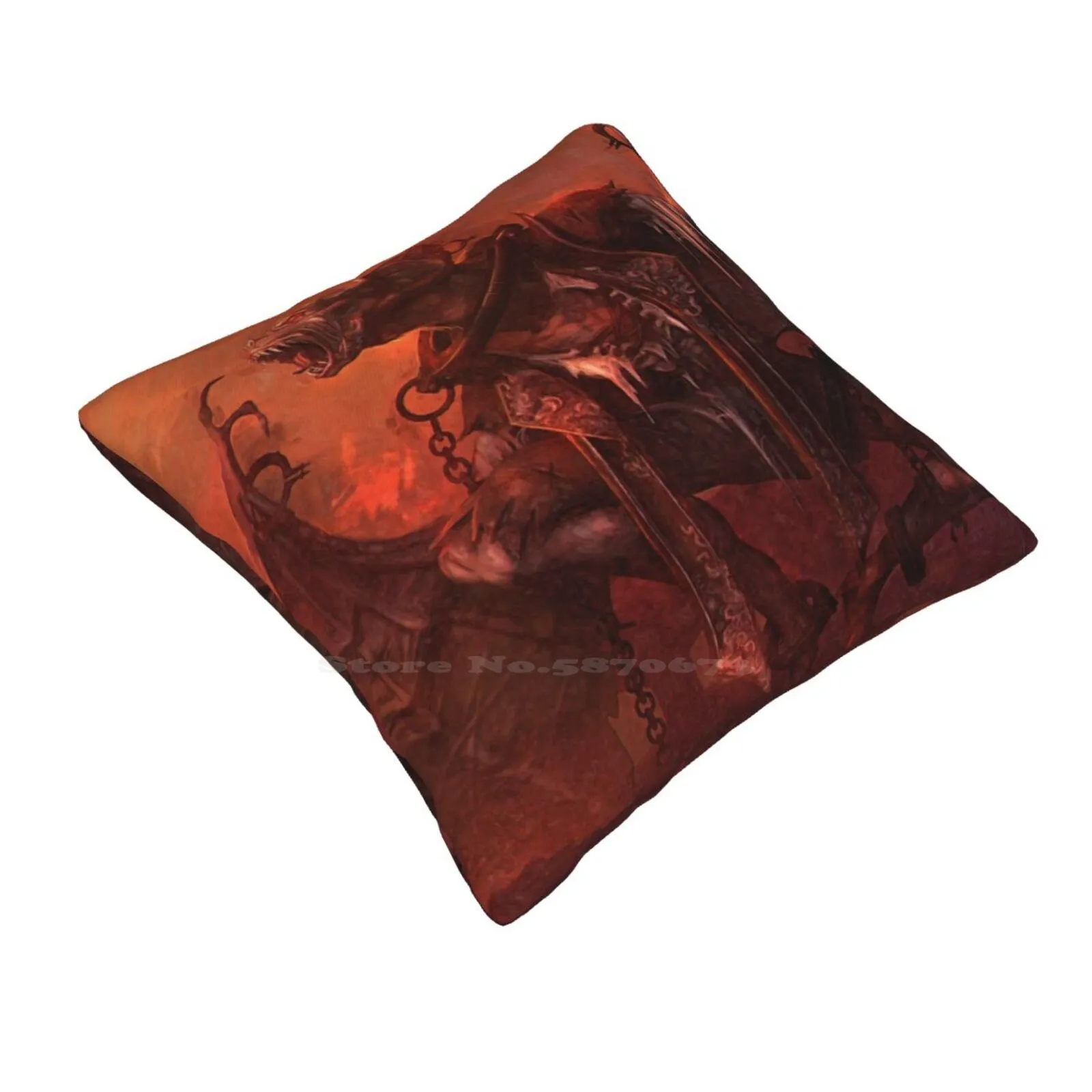 Vampiric Transformation Bedroom Office Hug Pillowcase Vampire Fantasy Bat Painted Painterly Village Beast Monster Demon Wings