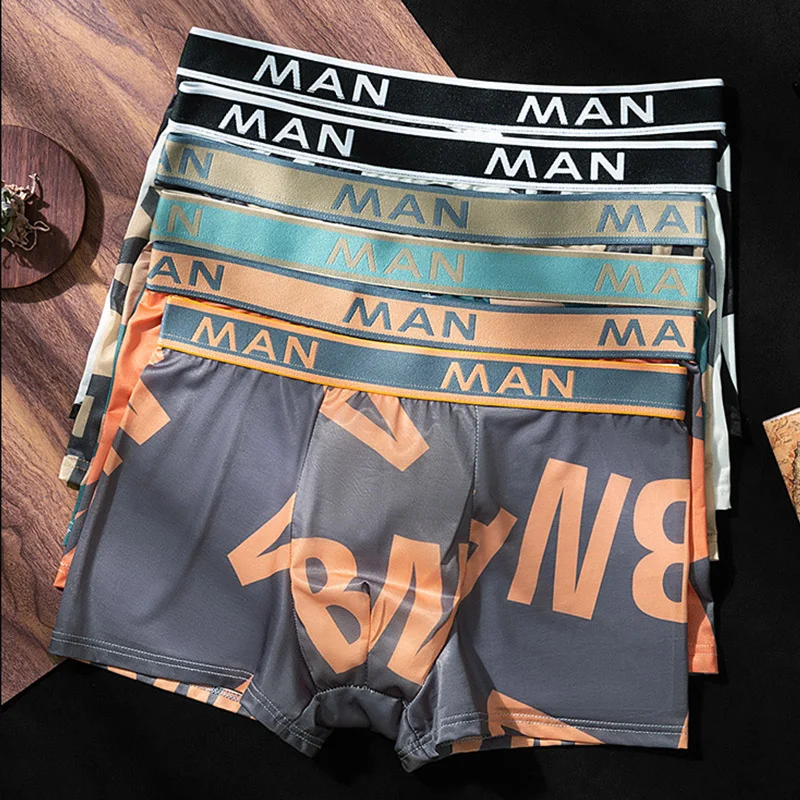 6 Men Panties Seamless Letter Printed Underpants Breathable Man Underwear Boxers Fashion Boxer Plus Size Male calzoncillo hombre