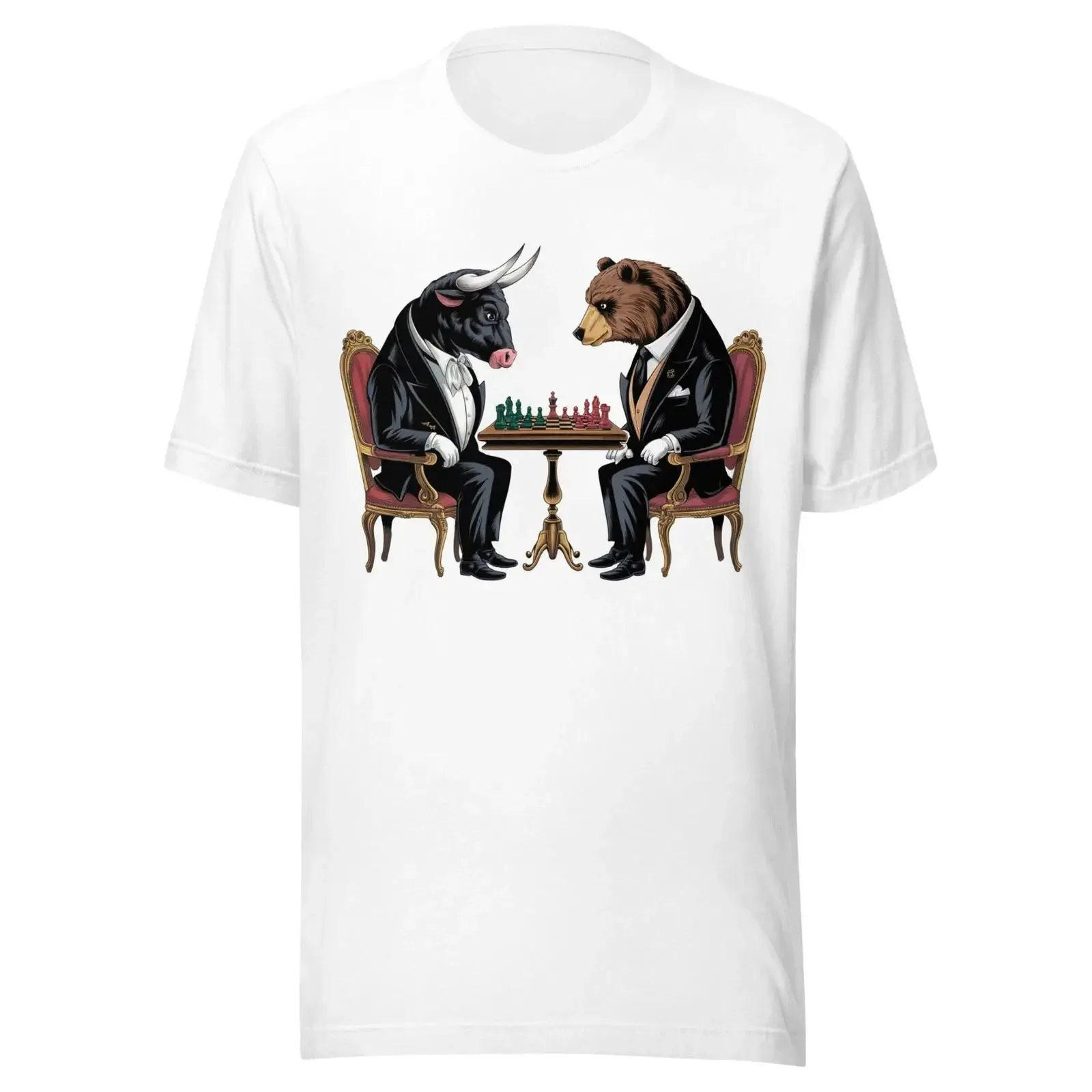 Bull amp Bear Chess Match Wall Street BTC Bullish Bearish Forex XRP Crypto T Shirt vintage Washed Versatile Stretched