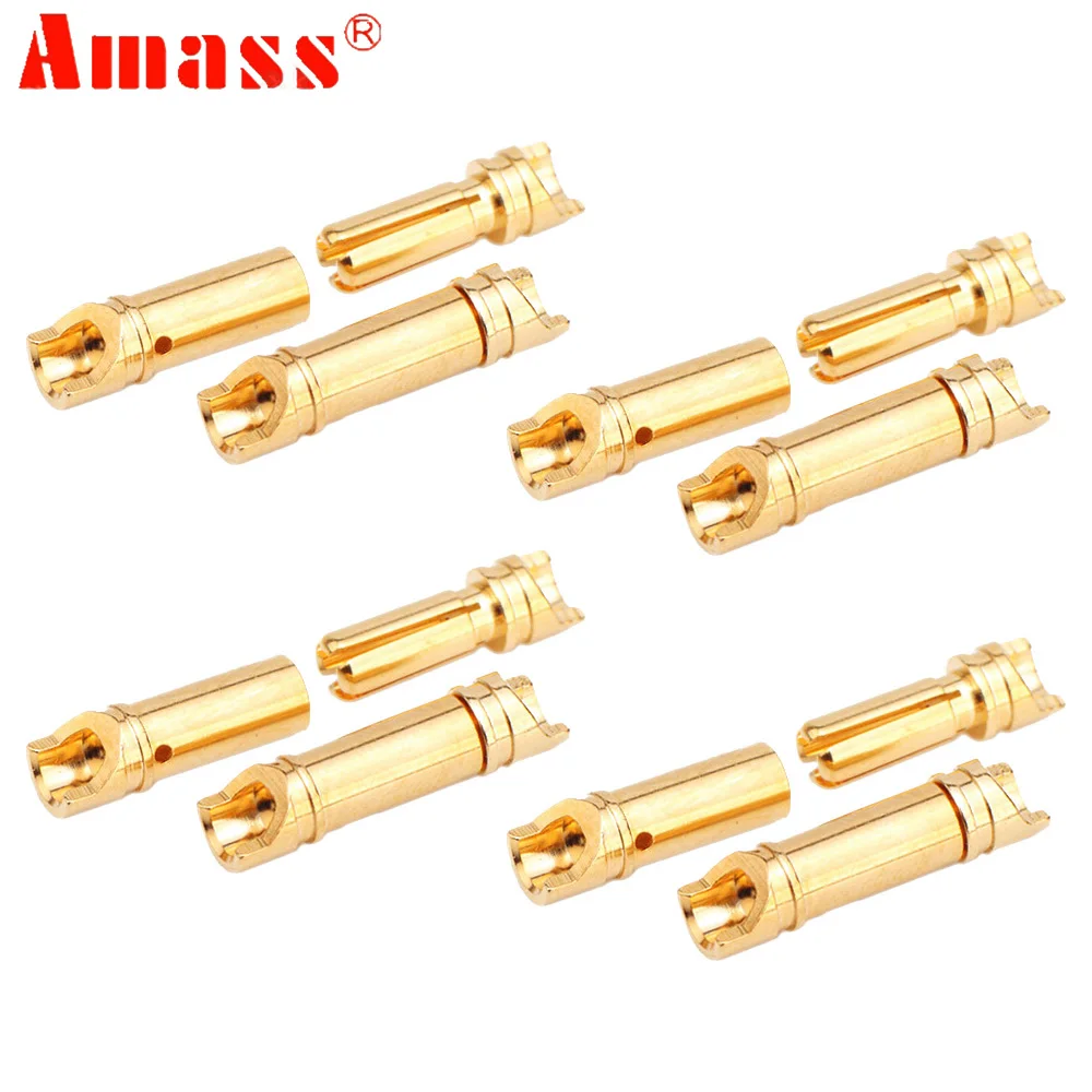 Amass-Golden Bullet Connector para RC ESC Motor, Bateria Lipo, Carro, Caminhão, Avião, Drone, Buggy Brinquedos, DIY, 3.5mm, GC-3514, 10 Pares por lote
