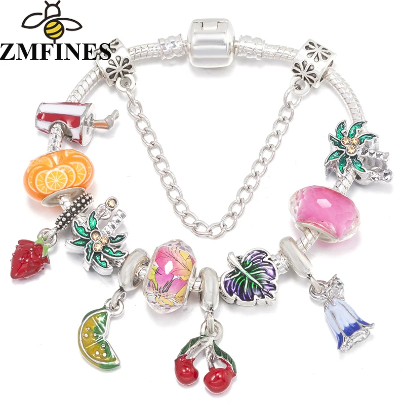 Summer Hot Sale Charm Bracelets Fits DIY Leaf Lemon Beads Bracelets Bangles For Women Bijoux Pulseras Jewelry Gift Special Offer