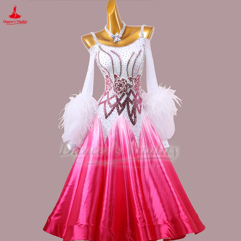 

Standard Ballroom Dance High-end AB Stones Luxurious Dresses Customized Adult Women Waltz Foxtrot Quickstep Competition Costume