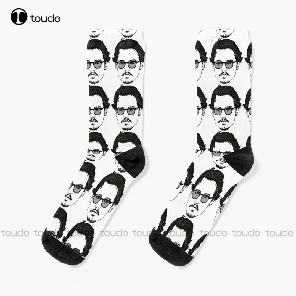 Johnny Depp New Polaroid Photo Justice Socks White Soccer Socks Personalized Custom Unisex Adult Teen Youth Socks New Popular